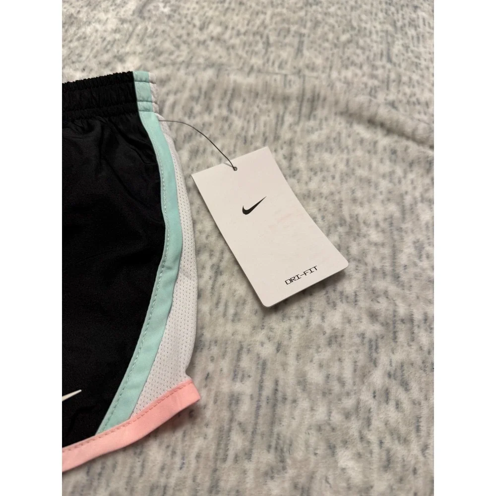 Nike Girls Black Dri FIT‎ Running Shorts Size 6X Pastel Trim Athletic